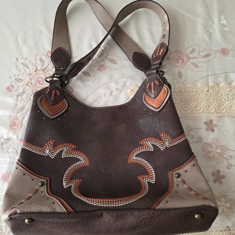 Justine Boho Brown Leather Purse